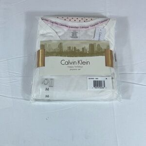 Calvin Klein White Pajama Set with Pink Accents